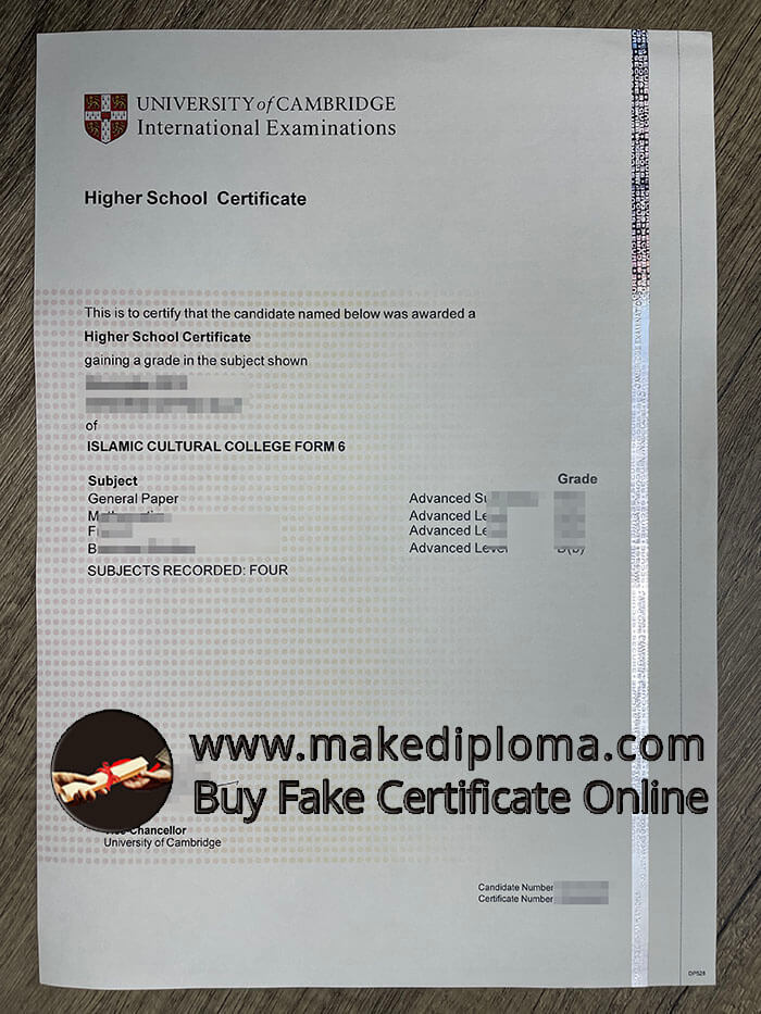 Buy Cambridge Higher School fake diploma.