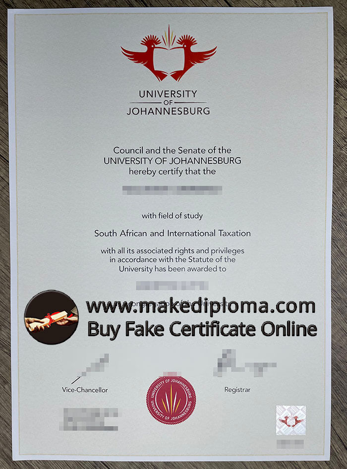 buy fake University of Johannesburg diploma