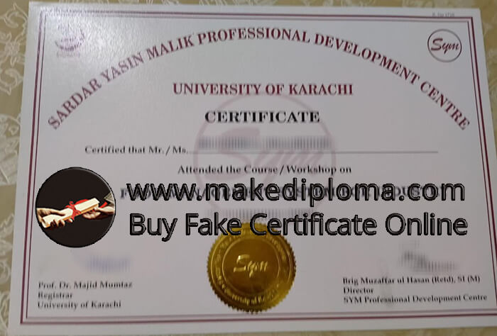 Buy University of Karachi fake diploma.