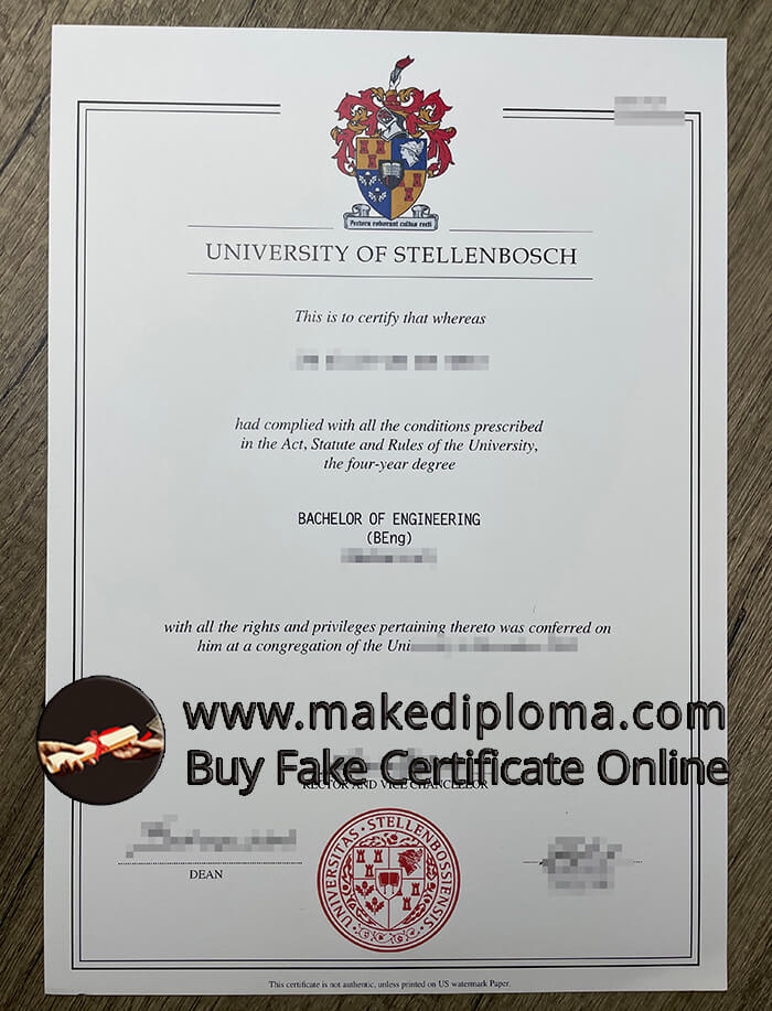 Buy University of Stellenbosch fake diploma.