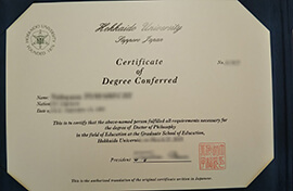 Buy Hokkaido University Fake Diploma in Japan.