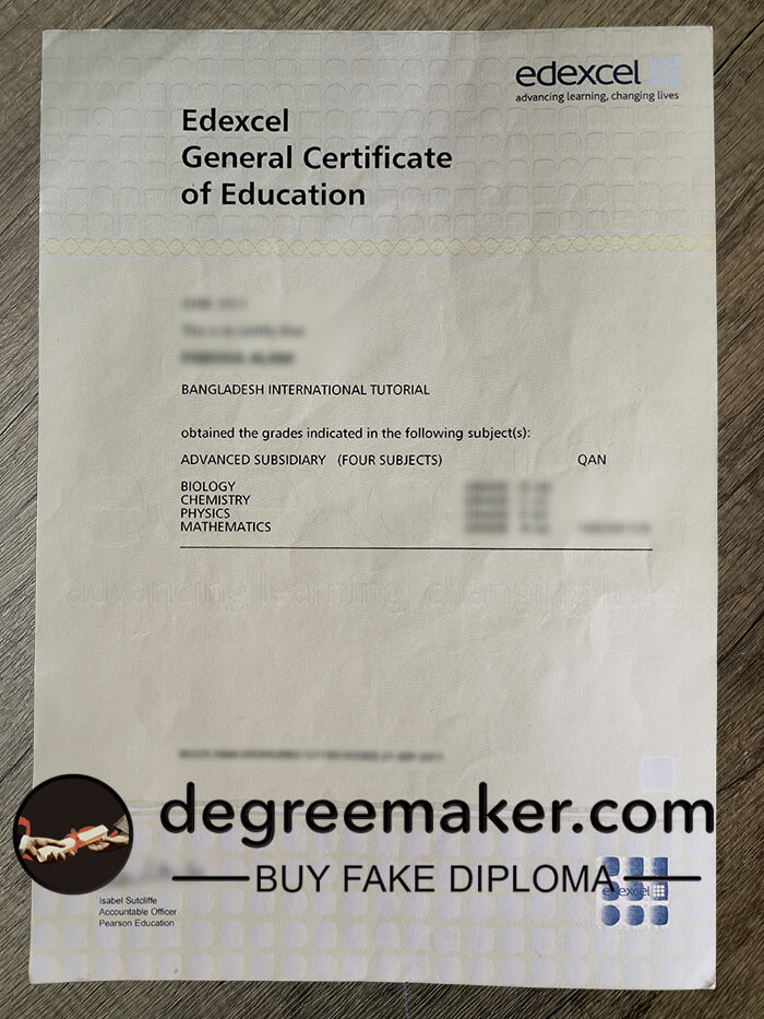 Edexcel General Certificate of Education, buy Edexcel GCE certificate