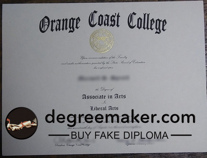 Orange Coast College diploma, order Orange Coast College certificate