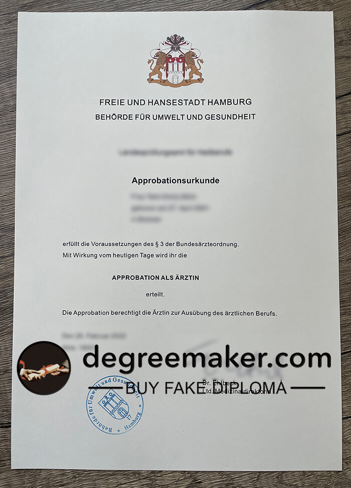 Approbationsurkunde ceritificate, buy certificate in Germany