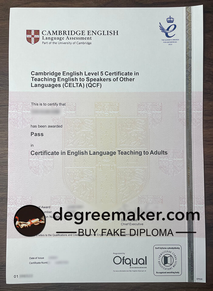 Celta certificate, Cambridge Enlish Level 5 certificate, buy CELTA fake certificate.