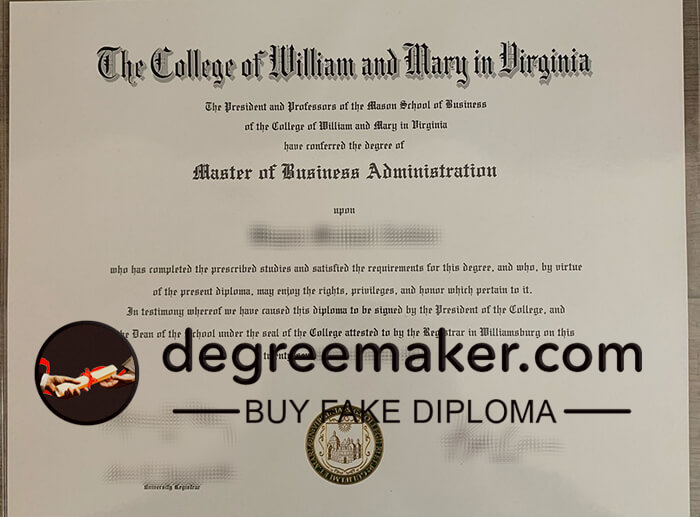Buy College of William and Mary in Virginia diploma.