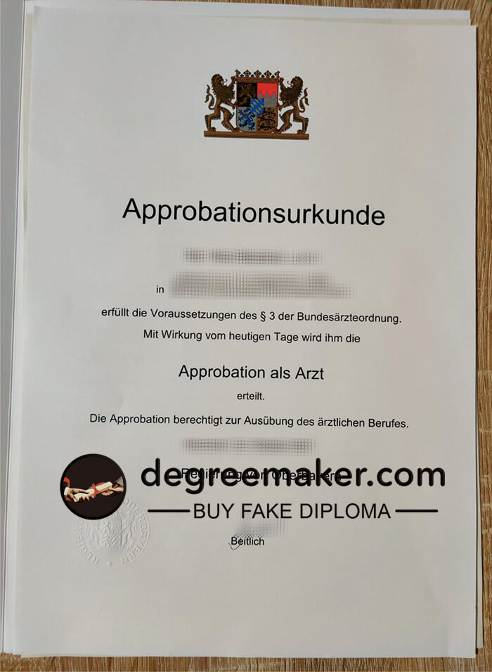 Approbationsurkunde certificate Approbation als Arzt certificate