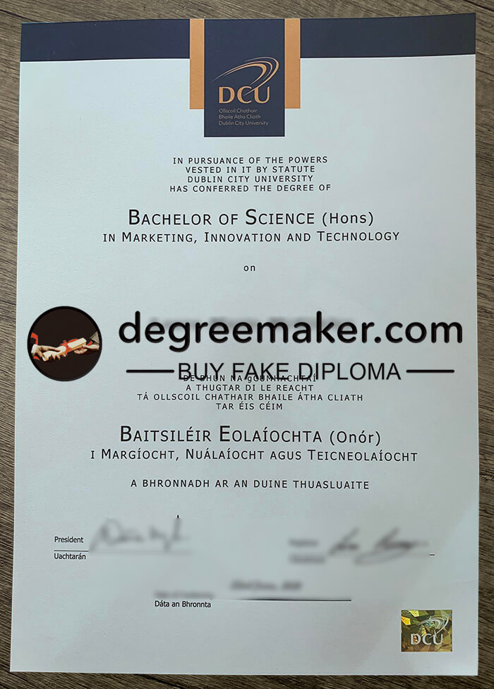 Buy Dublin City University fake diploma. Make DCU degree.
