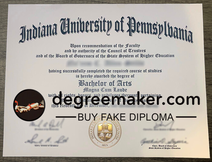 Buy Indiana University of Pennsylvania fake diploma. Make IUP degree.