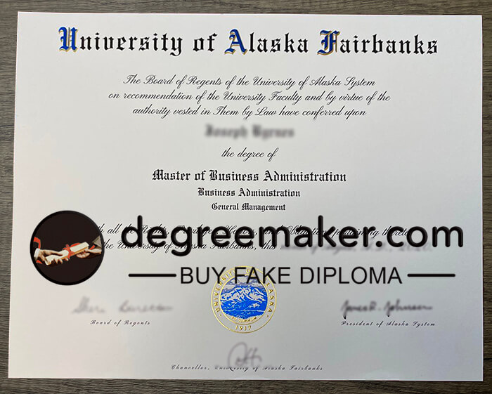 Buy University of Alaska Fairbanks fake diploma. Make UAF fake degree.