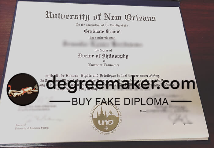 Buy University of New Orleans fake diploma. Make UNO degree.