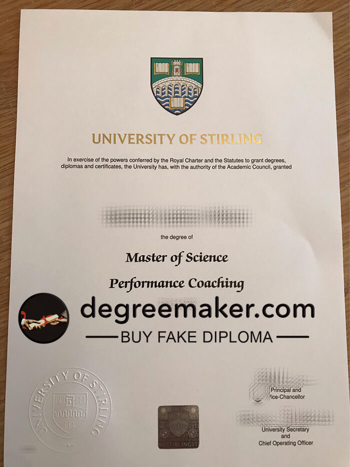 Buy University of Stirling fake diploma.