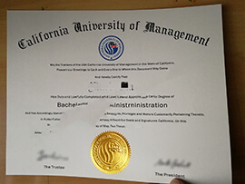 California University of Management Fake Diploma.