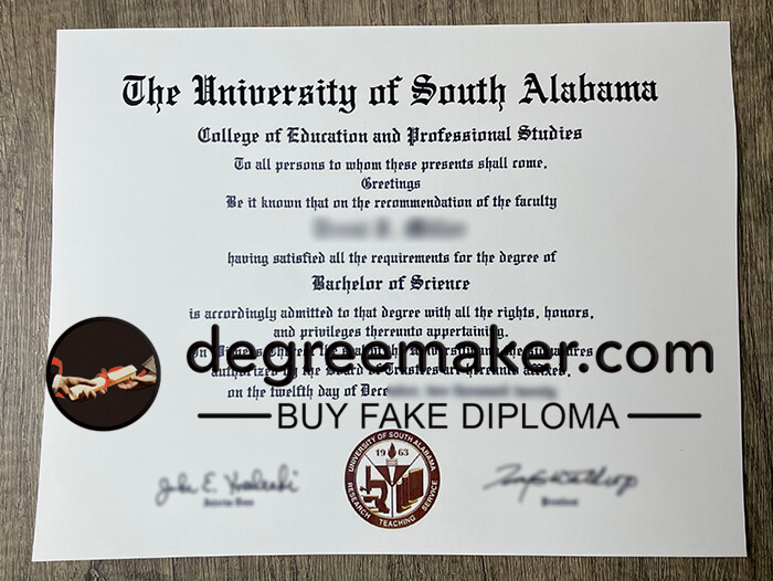Where to buy University of South Alabama fake diploma? buy USA fake degree.