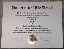 Replica University of the People Fake Degree Certificate.