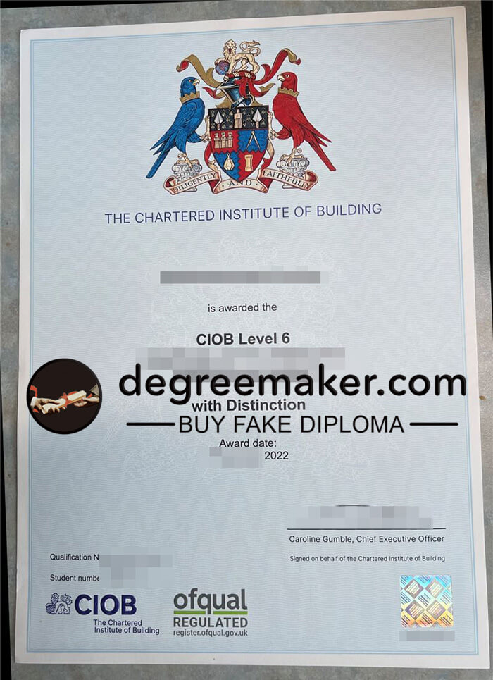 buy fake CIOB Level 6 certificate