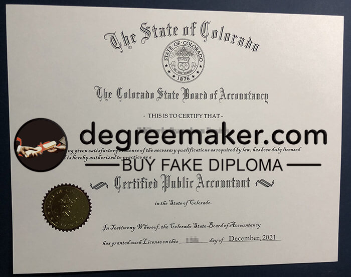 buy fake State of Colorado CPA certificate