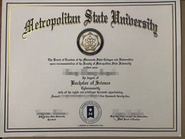 Fake Metropolitan State University certificate for sale.
