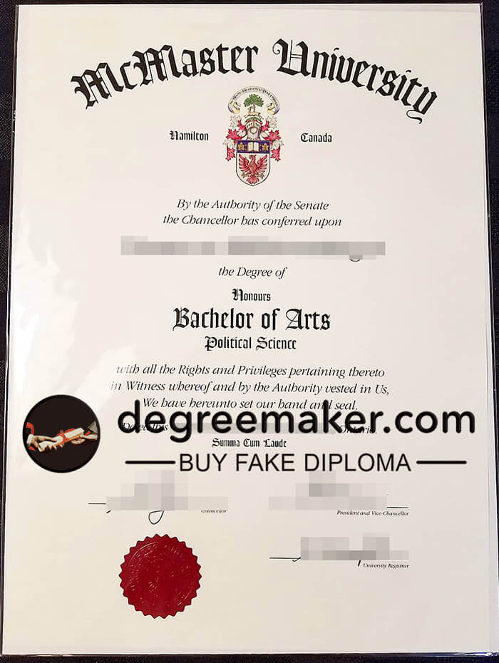 buy fake McMaster University degree