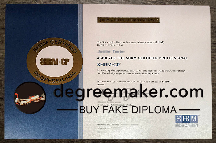 buy fake SHRM certified Professional certificate