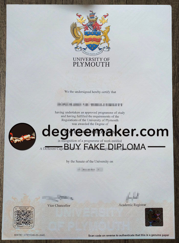 buy fake University of Plymouth degree