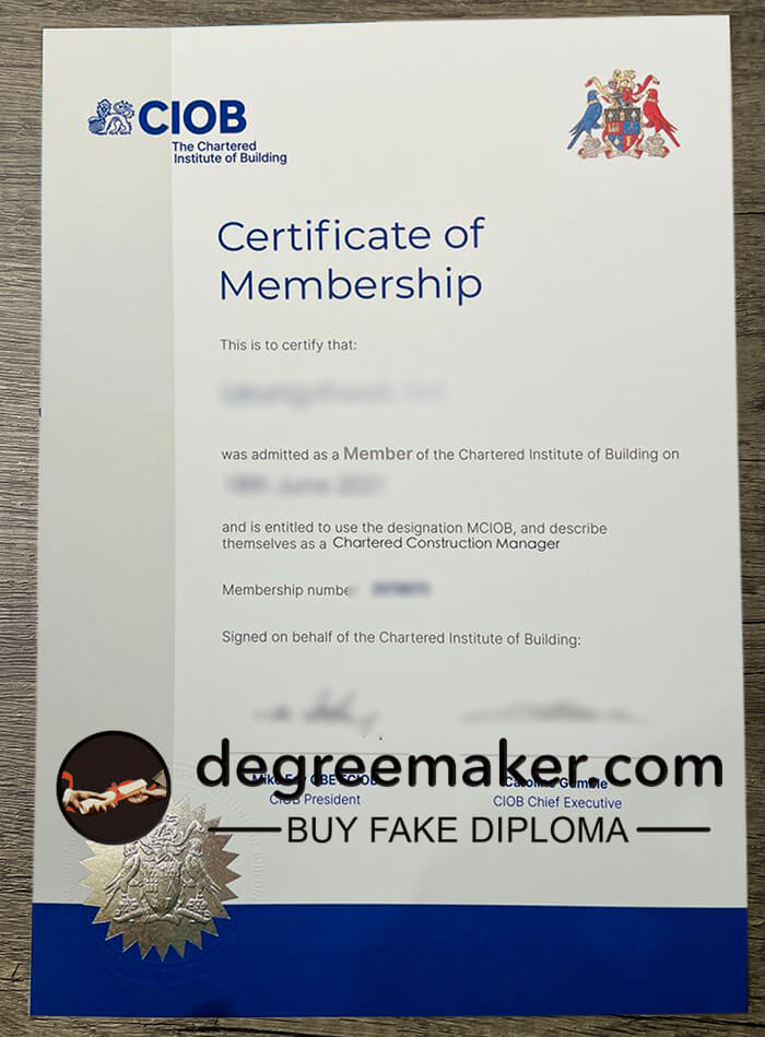 buy fake CIOB Membership certificate