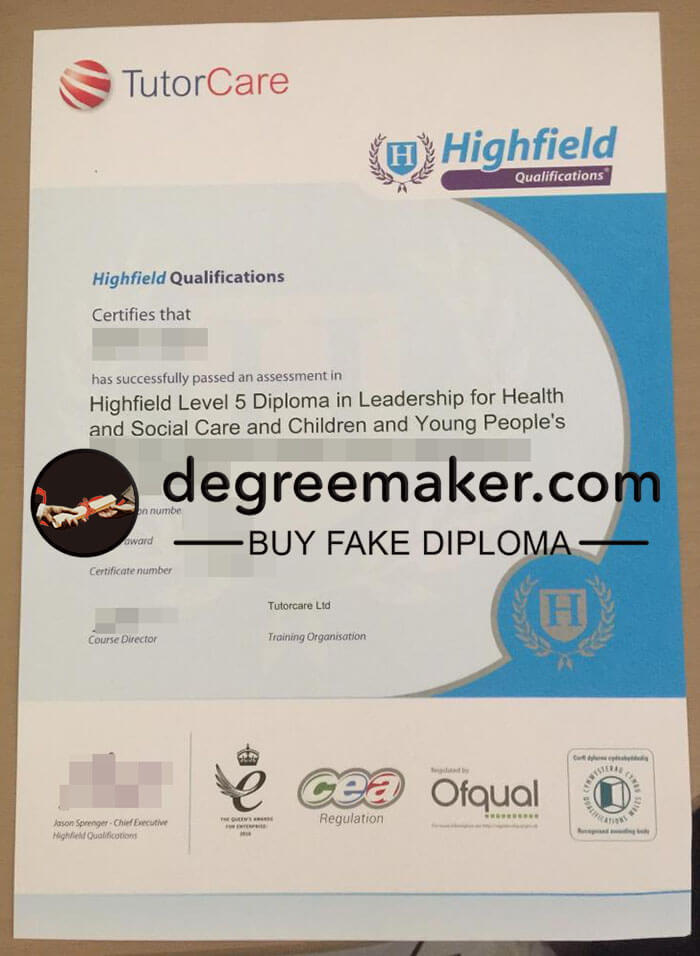 buy fake Highfield Qualifications certificate
