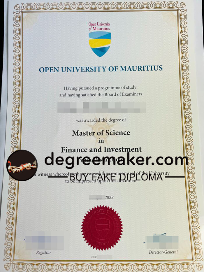 buy fake Open University of Mauritius degree