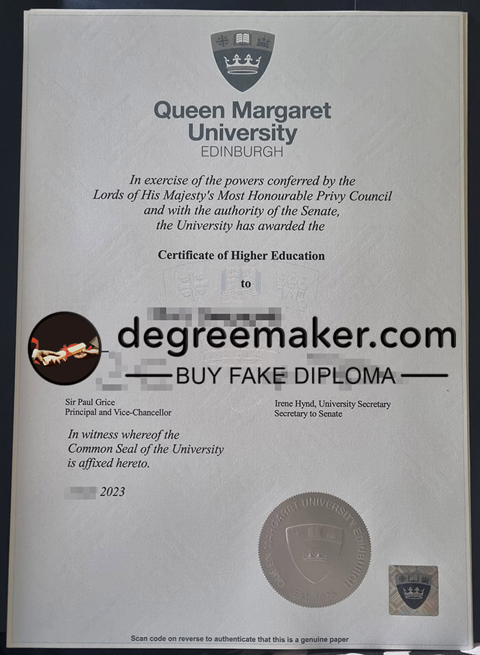 buy fake Queen Margaret University degree