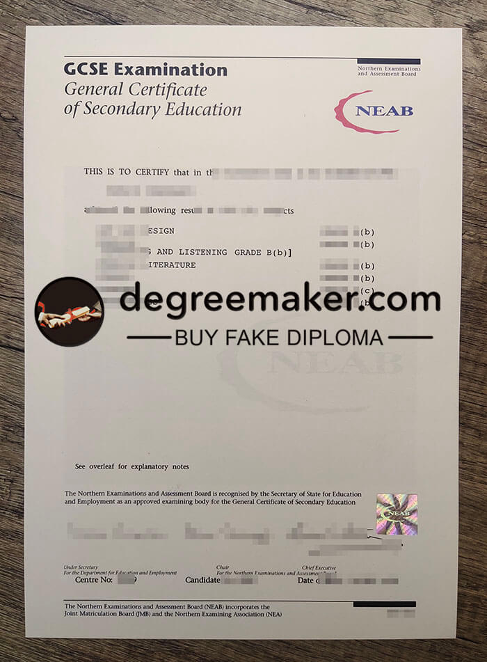 buy NEAB GCSE Examination certificate