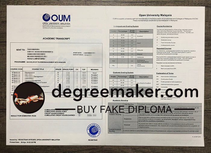 buy fake Open University Malaysia transcript
