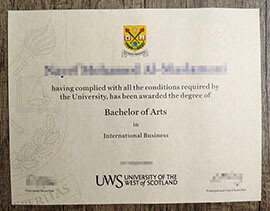 Buy UWS Diploma, University of the West of Scotland Degree.