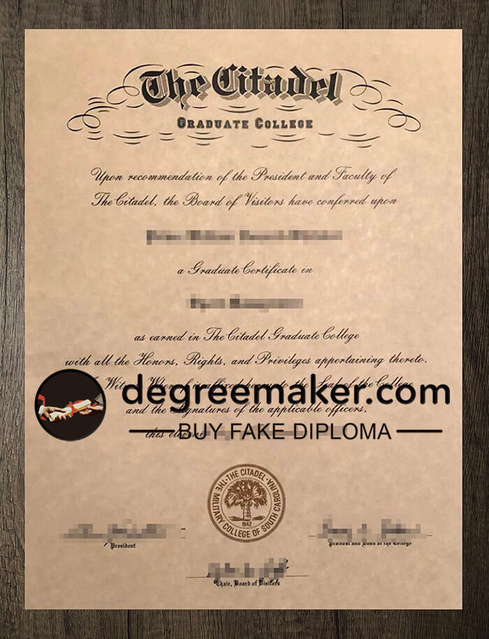 buy fake Citadel Graduate College degree