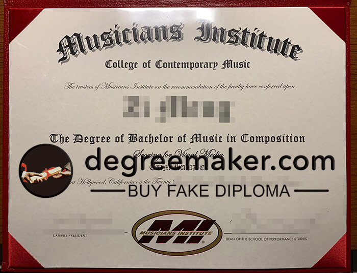phony Musicians Institute degree